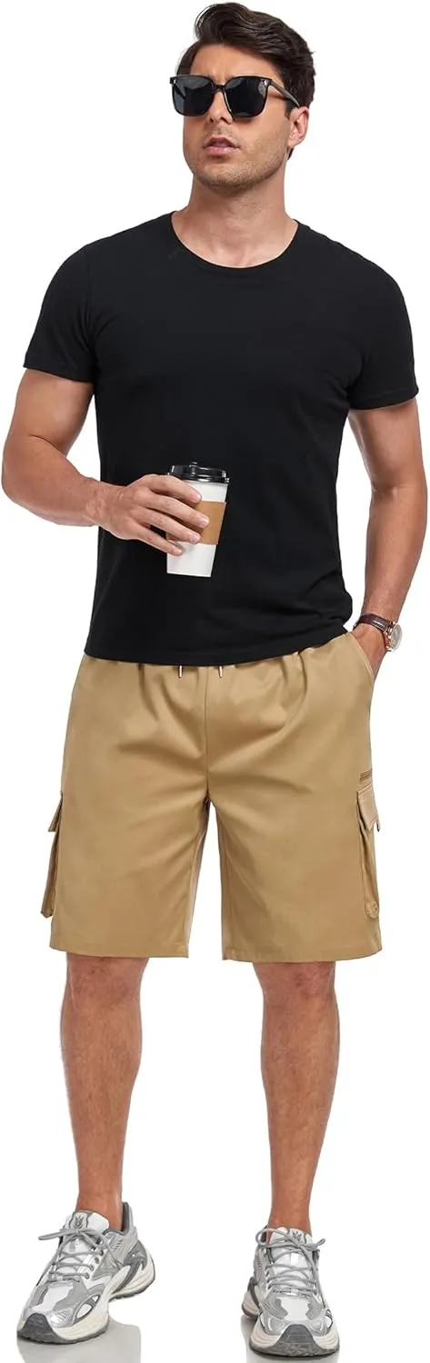 ZAFUL Mens Casual Shorts Flat Pocket Zipper Cargo Shorts Fashion Summer Short Drawstring Outdoor Twill Shorts with 6 Pockets