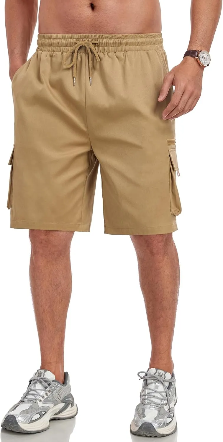 ZAFUL Mens Casual Shorts Flat Pocket Zipper Cargo Shorts Fashion Summer Short Drawstring Outdoor Twill Shorts with 6 Pockets
