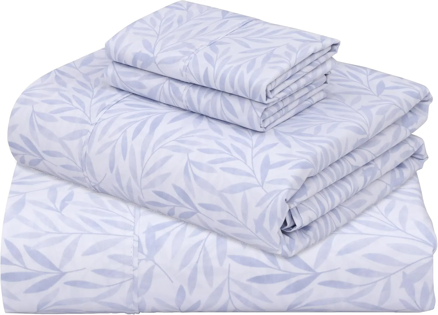 ZOYER 100% Cotton Sheets - Cooling & Crisp Queen Size Percale Sheets, 16" Deep Pockets Bed Set, Lightweight & Breathable, Durable, 4 Pieces, Blue Autumn