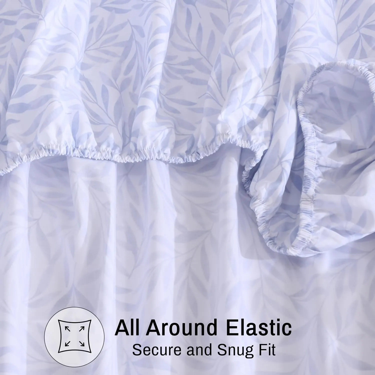 ZOYER 100% Cotton Sheets - Cooling & Crisp Queen Size Percale Sheets, 16" Deep Pockets Bed Set, Lightweight & Breathable, Durable, 4 Pieces, Blue Autumn